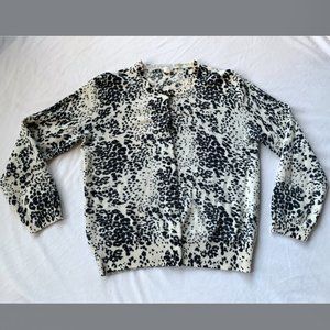 J. Crew | 100% Merino Wool Black & White Animal Print Cardigan